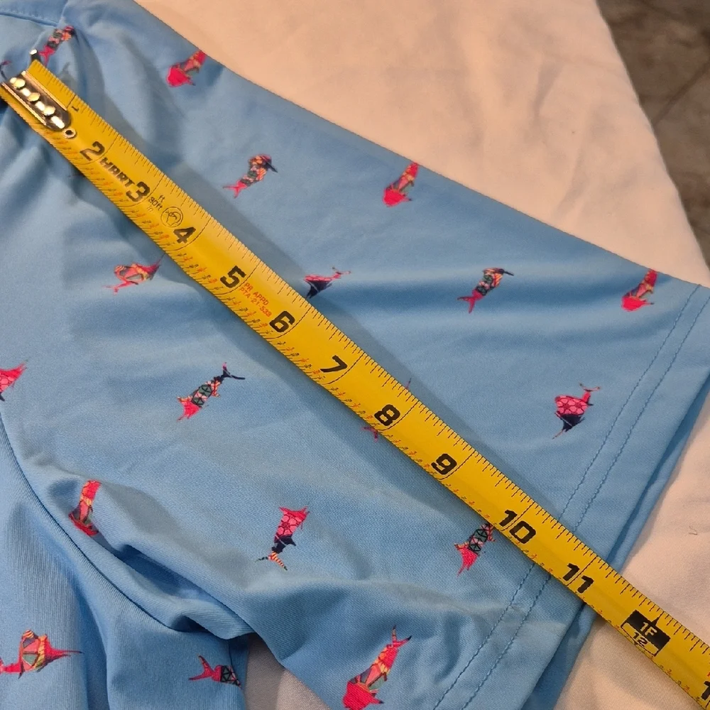 SCALES 3X Golf Polo Short Sleeve Shirt Blue and Pink Tropical Fish Pattern - Picture 12 of 16